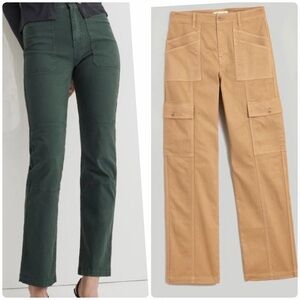 Two pair of womens Madewell cargo style pants in green and tan size 28 and 28P